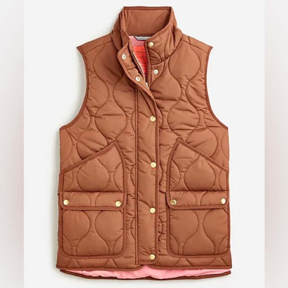 J.Crew Excursion Quilted Puffer Vest Dark Nutmeg Sz Large EUC
